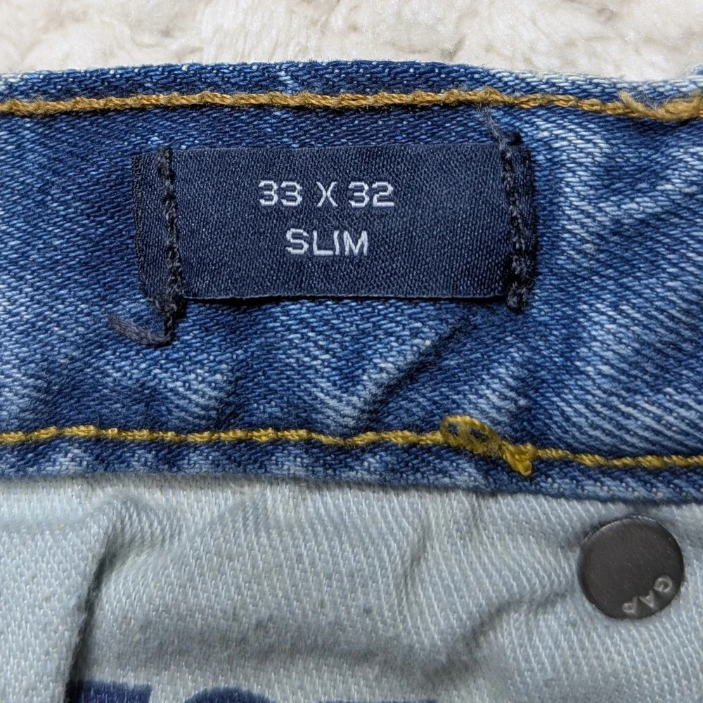 Gap Slim Fit Jeans 33x32 Light Indigo Stretch Denim Men 2018‎